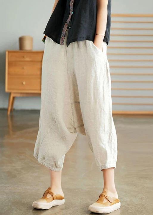 Beige Color Linen Pocket Pants