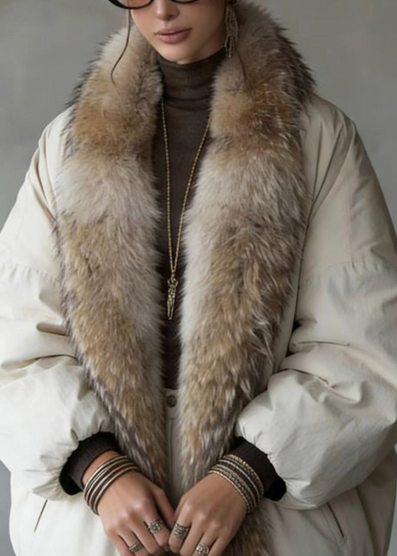 New Pockets Fur Collar Patchwork Fine Cotton Filled Coat Winter