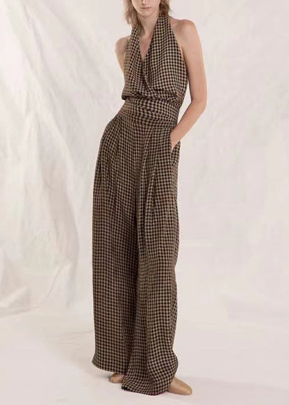 Original Plaid Tank Top and High Waist Wide Leg Pants Two Pieces Summer