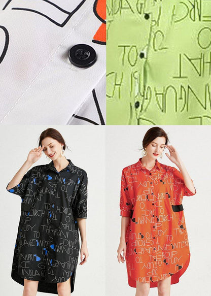 Stylish Green Patchwork Print Button Fall Cotton Half Sleeve Dress