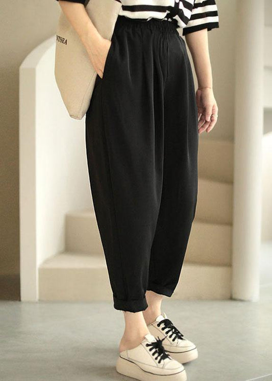 Fitted Black Pockets Harem Fall Pants