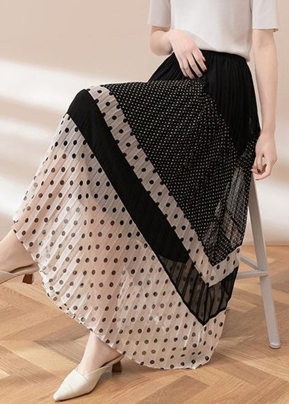 Black Dot Elastic Waist Chiffon Skirts Summer