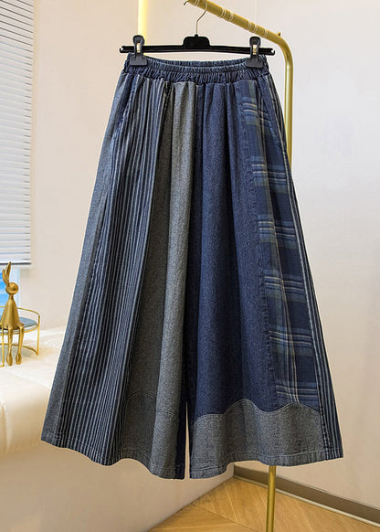 Colorblock Pockets Patchwork Wide Leg Jeans