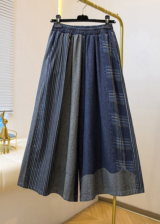 Colorblock Pockets Patchwork Wide Leg Jeans