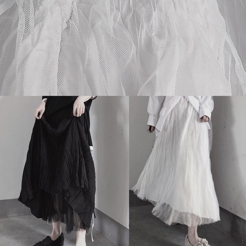 White Pleated Double Layer Design Double Side Skirt