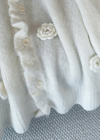 Loose Apricot V Neck Button Knit Cardigan Fall