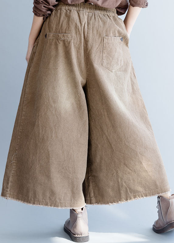 Natural Chocolate Corduroy Wide Leg Pants Spring