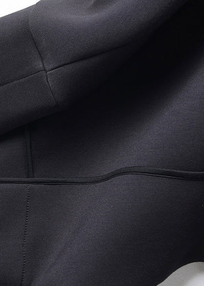 Organic Black Peter Pan Collar Button Cotton Trench Coats Batwing Sleeve