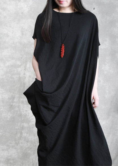 White O-neck Asymmetrical Maxi Dresses Summer