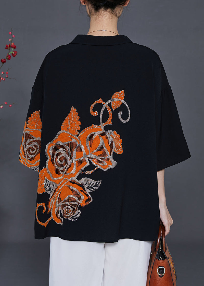 French Black Embroideried Oversized Cotton Tanks Summer