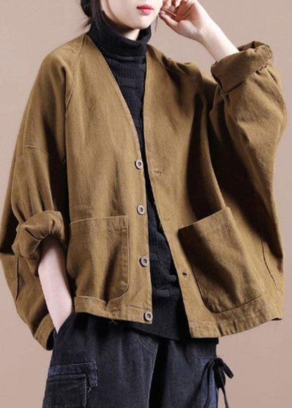 V Neck Fine Spring Coat Chocolate Daily Coats
