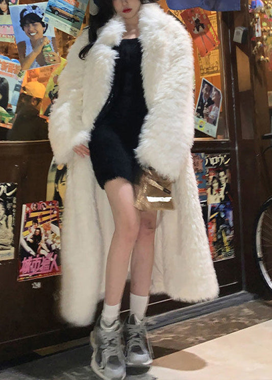 Boutique White Fuzzy Fur Fluffy Coat Winter