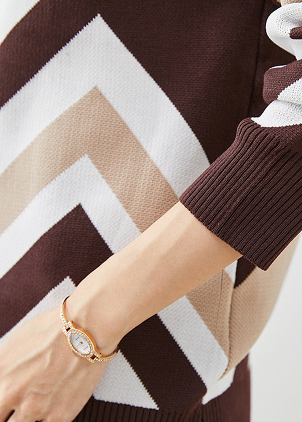 Chocolate Print Thick Knit Short Sweater Winter