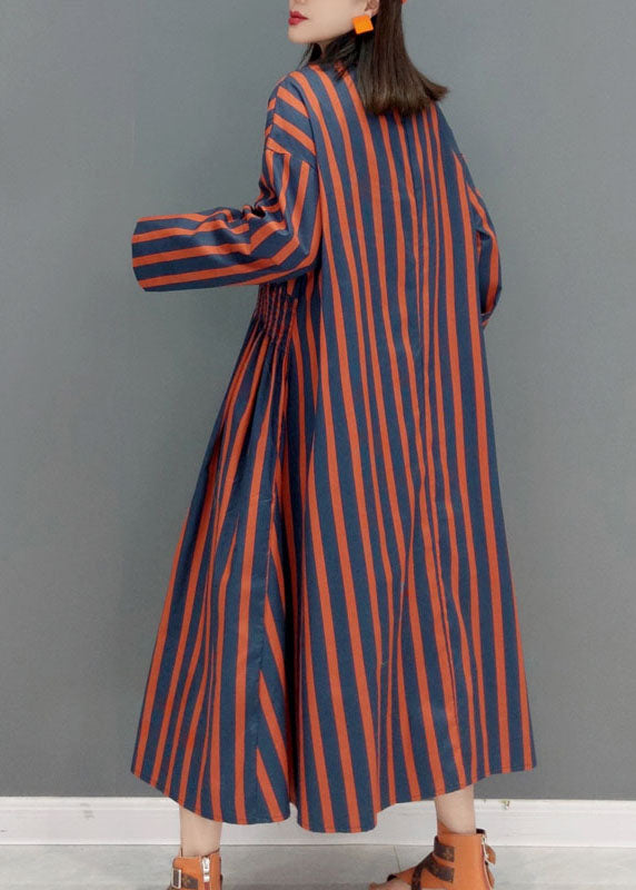 Red Zip Up Striped Vacation Dresses Spring