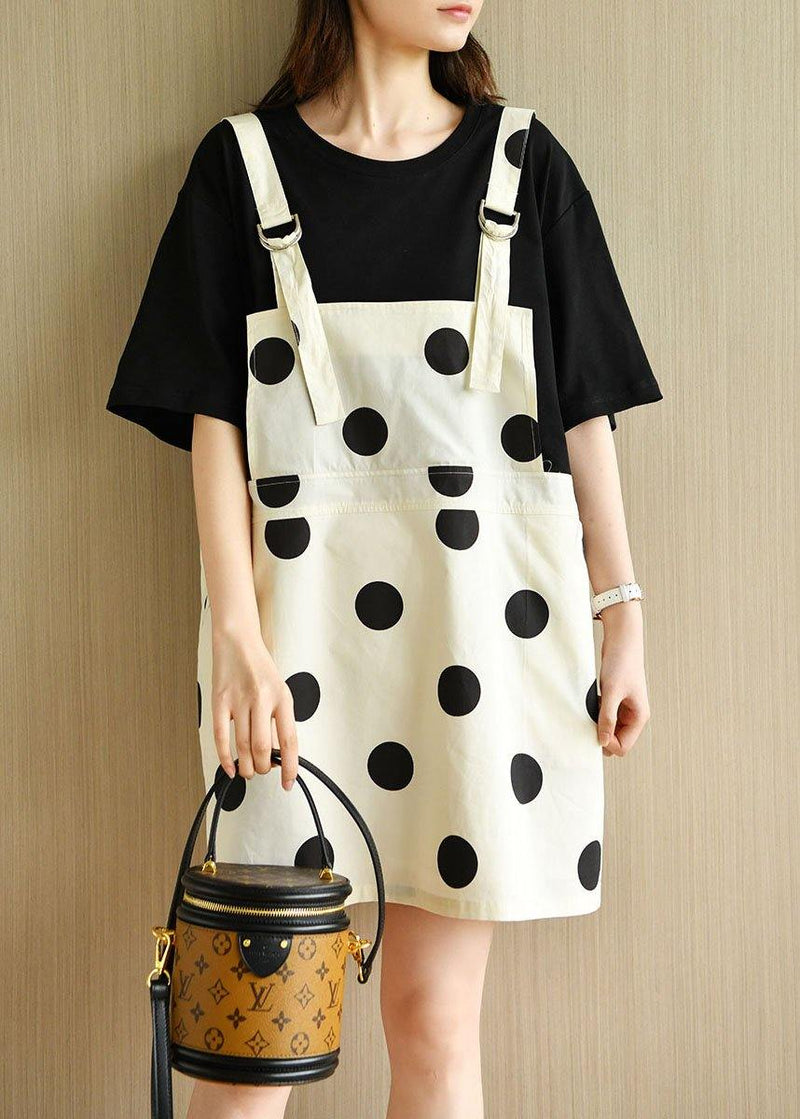 Black Patchwork Dot Summer Dresses Half Sleeve