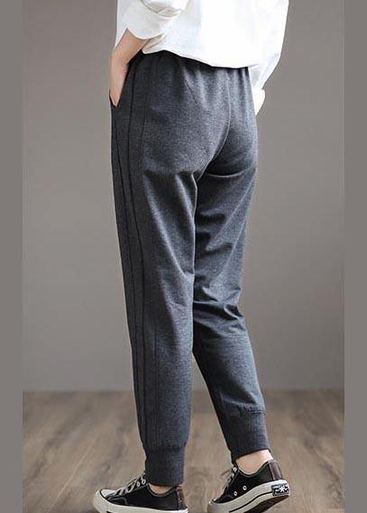 French Dark Gray Wild Pants Spring Elastic Waist Ideas Wide Leg Pants