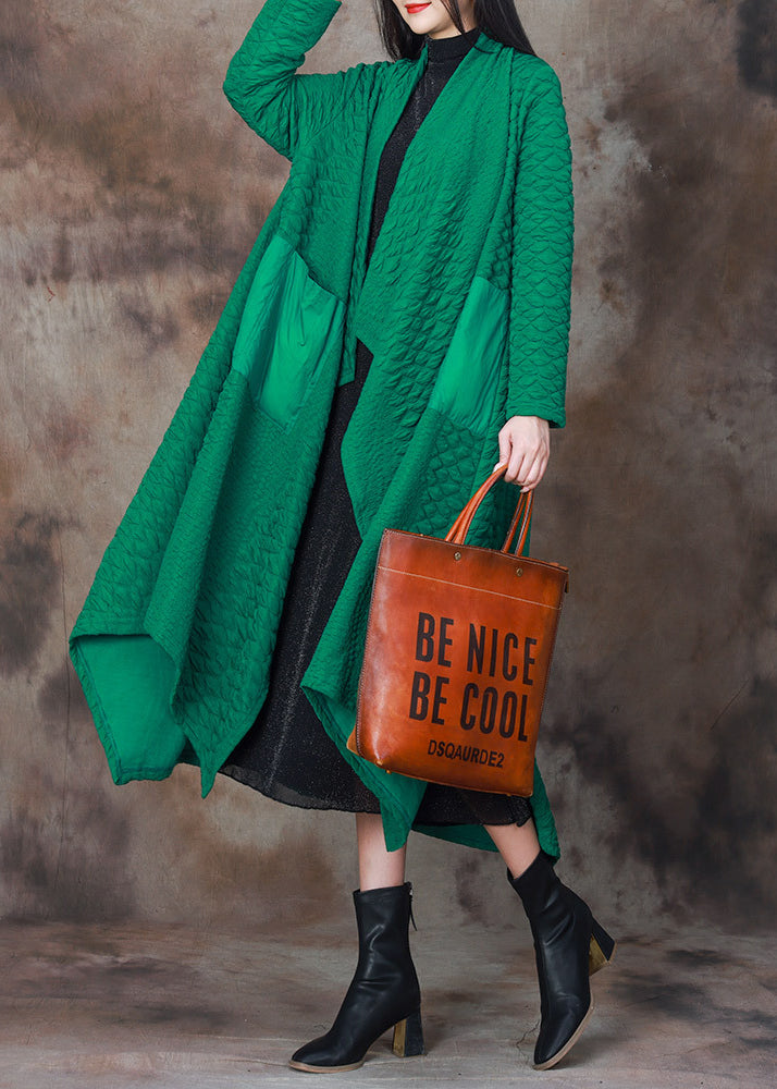Green Asymmetrical Patchwork Cotton Cardigan Spring