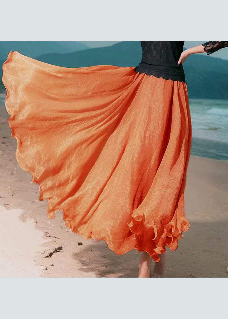 Blue Exra Large Hem Beach Chiffon Skirts Summer