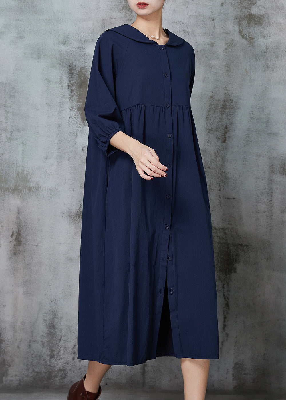 Navy Oversized Cotton Maxi Dresses Summer