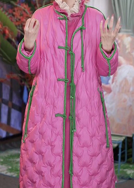 Rose Tasseled Chinese Button Fine Cotton Filled Coat Winter