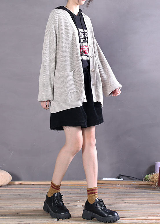 Grey Button Cozy Knit Cardigan Spring