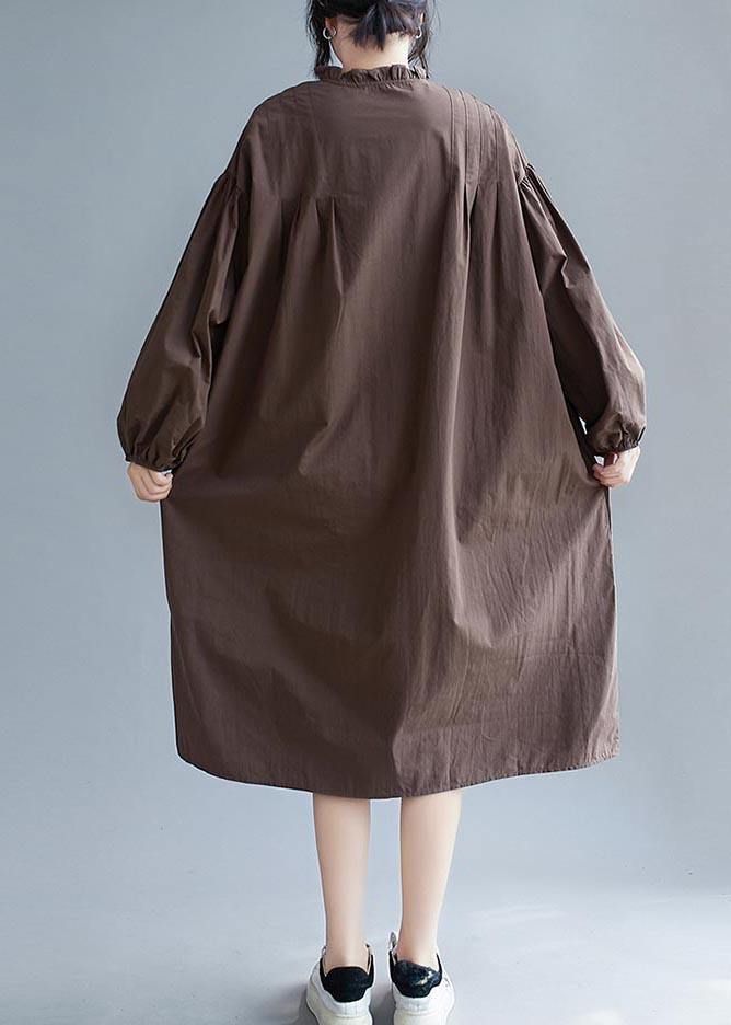 Unique Chocolate Clothes Ruffled Baggy Robes Dress