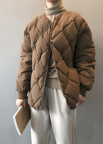 Stylish Khaki Pockets Fine Cotton Filled Parka Jacket Winter