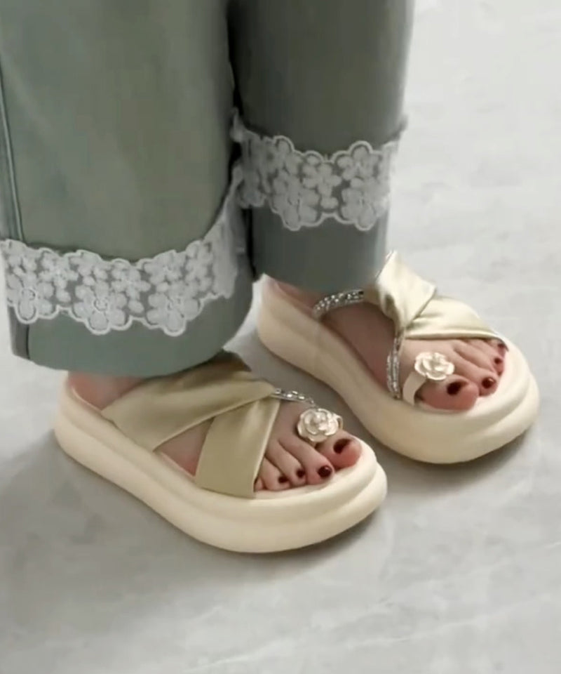 Black Platform Faux Leather Hollow Out Slide Sandals