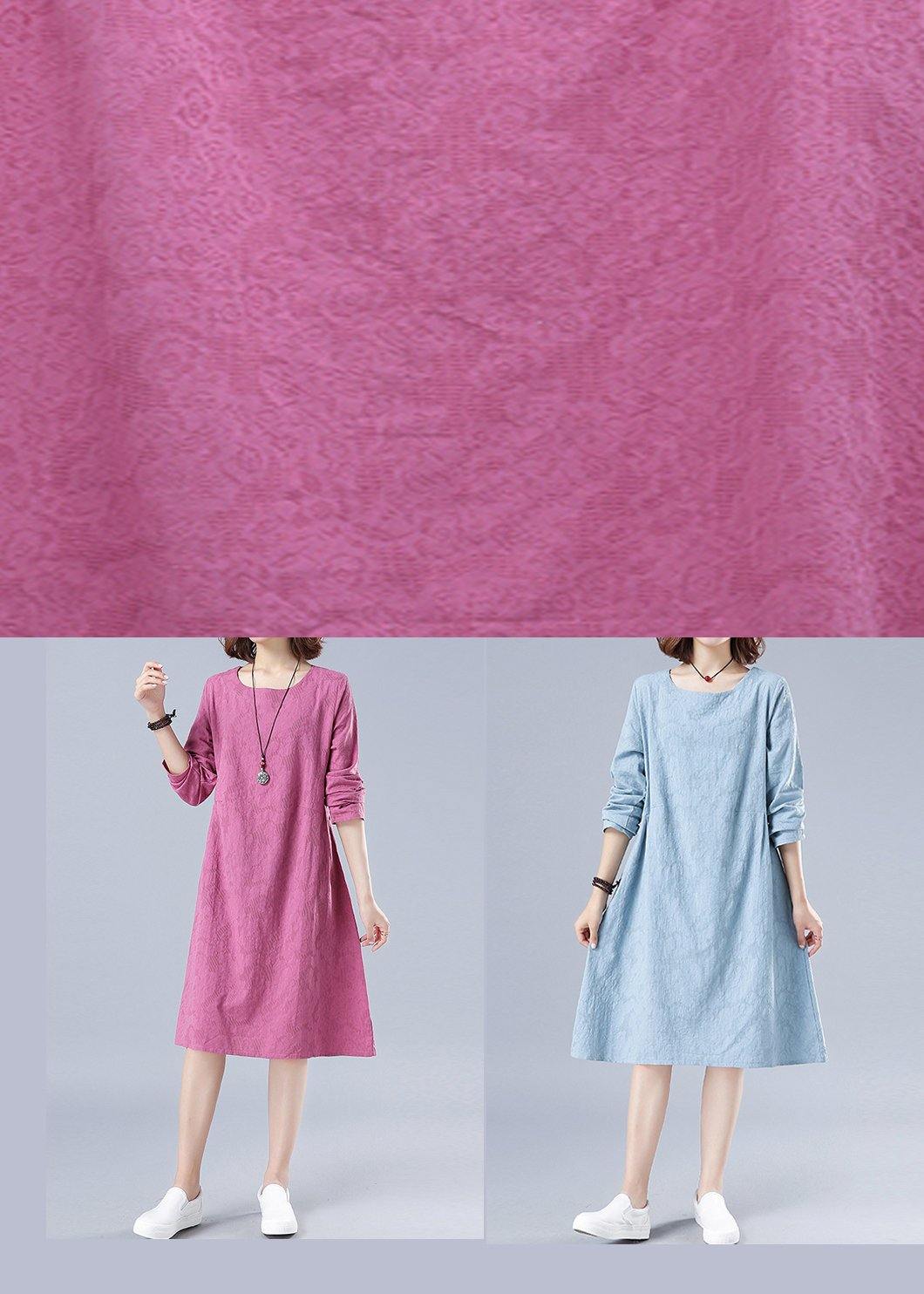 Vivid O Neck Spring Clothes for Wardrobes Light Blue Jacquard Dresses