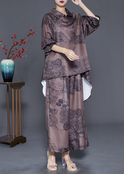 Art Chocolate Print Low High Design Two Piece Set Clothing Fall