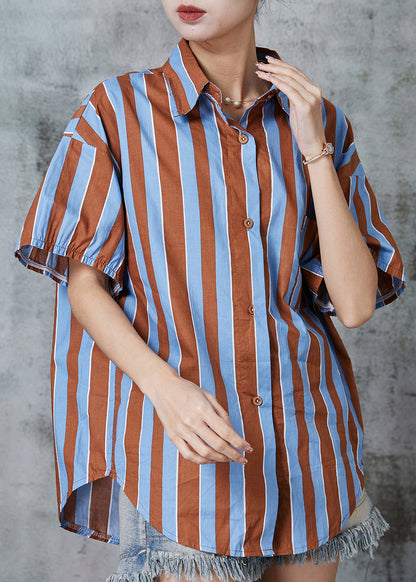 Colorblock Oversized Striped Cotton Top Summer