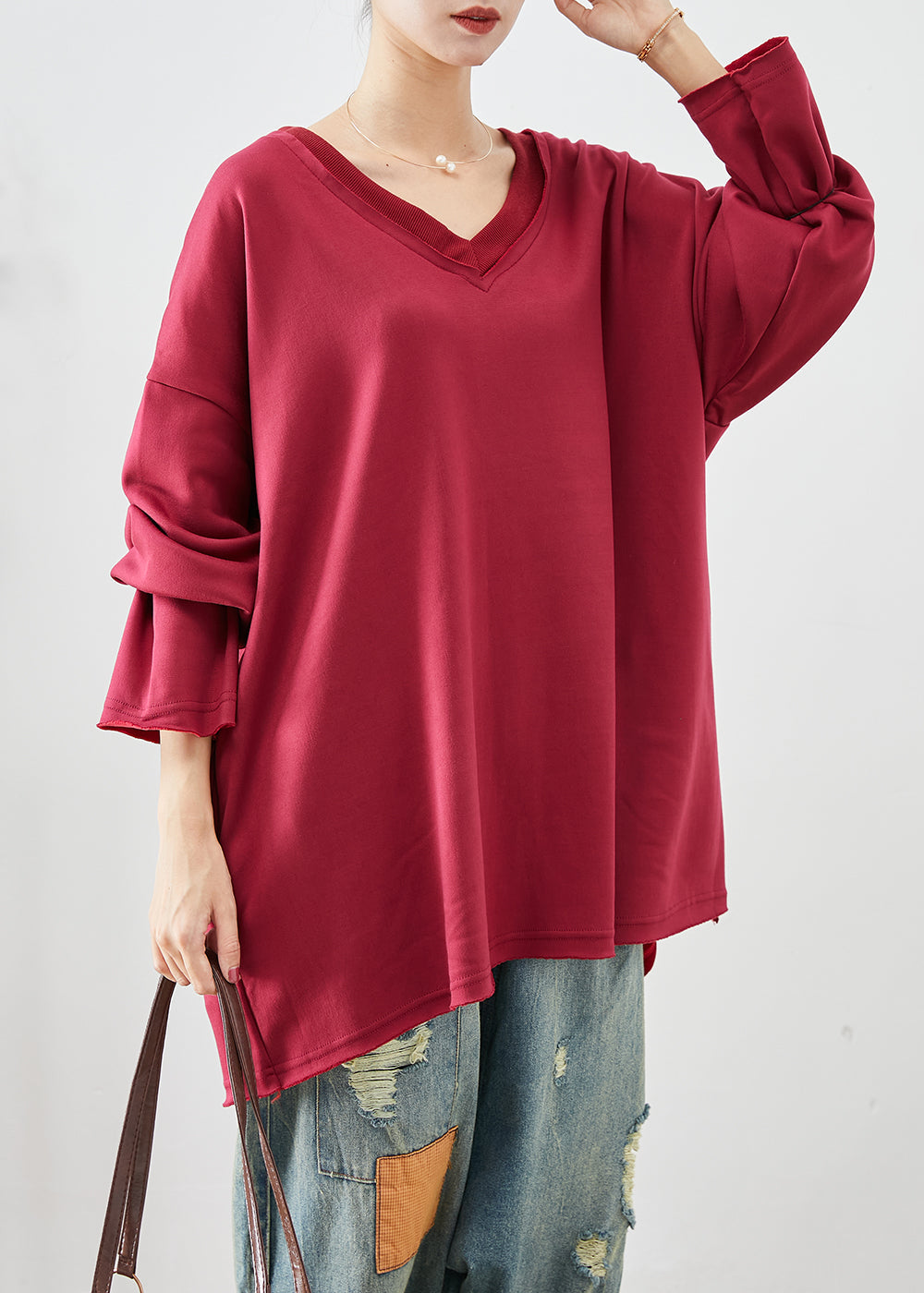 Mulberry Oversized Cotton Sweatshirts Top Spring