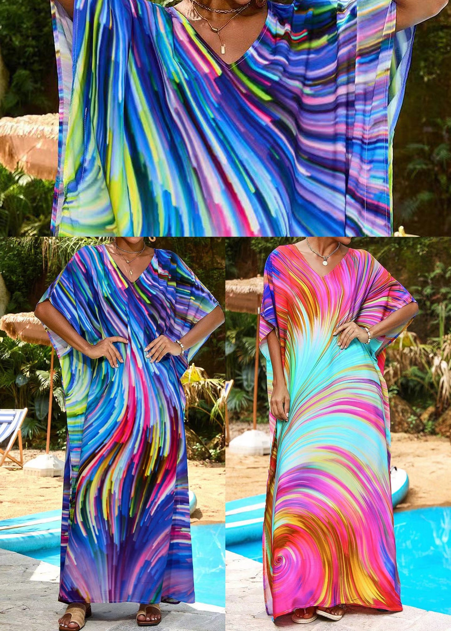 Rose Oversized Print Chiffon Dress Summer