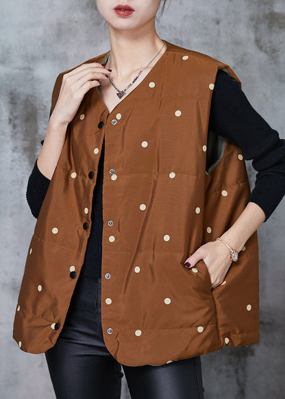 Coffee Dot Oversized Cotton Filled Vests Spring