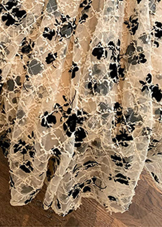 Khaki Print Tulle Skirts Spring