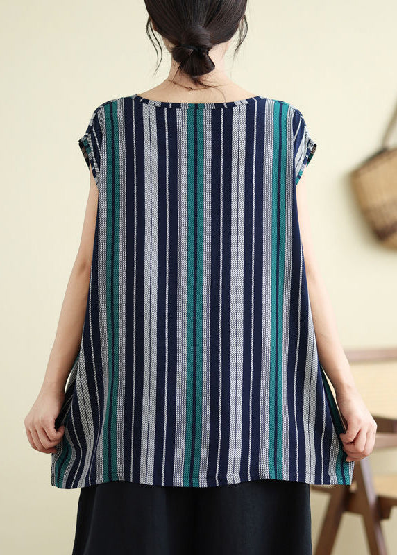 Striped O-neck Long Tank Summer