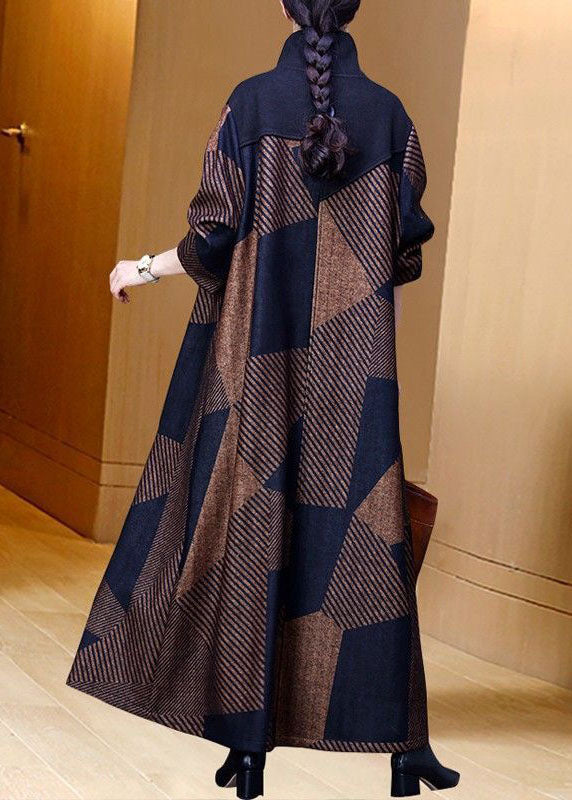 Red Oversized Striped Warm Fleece Wool Coat Outwear Spring