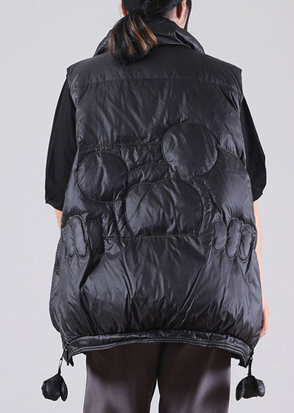 Black Zippered Duck Down Sleeveless Down Vest