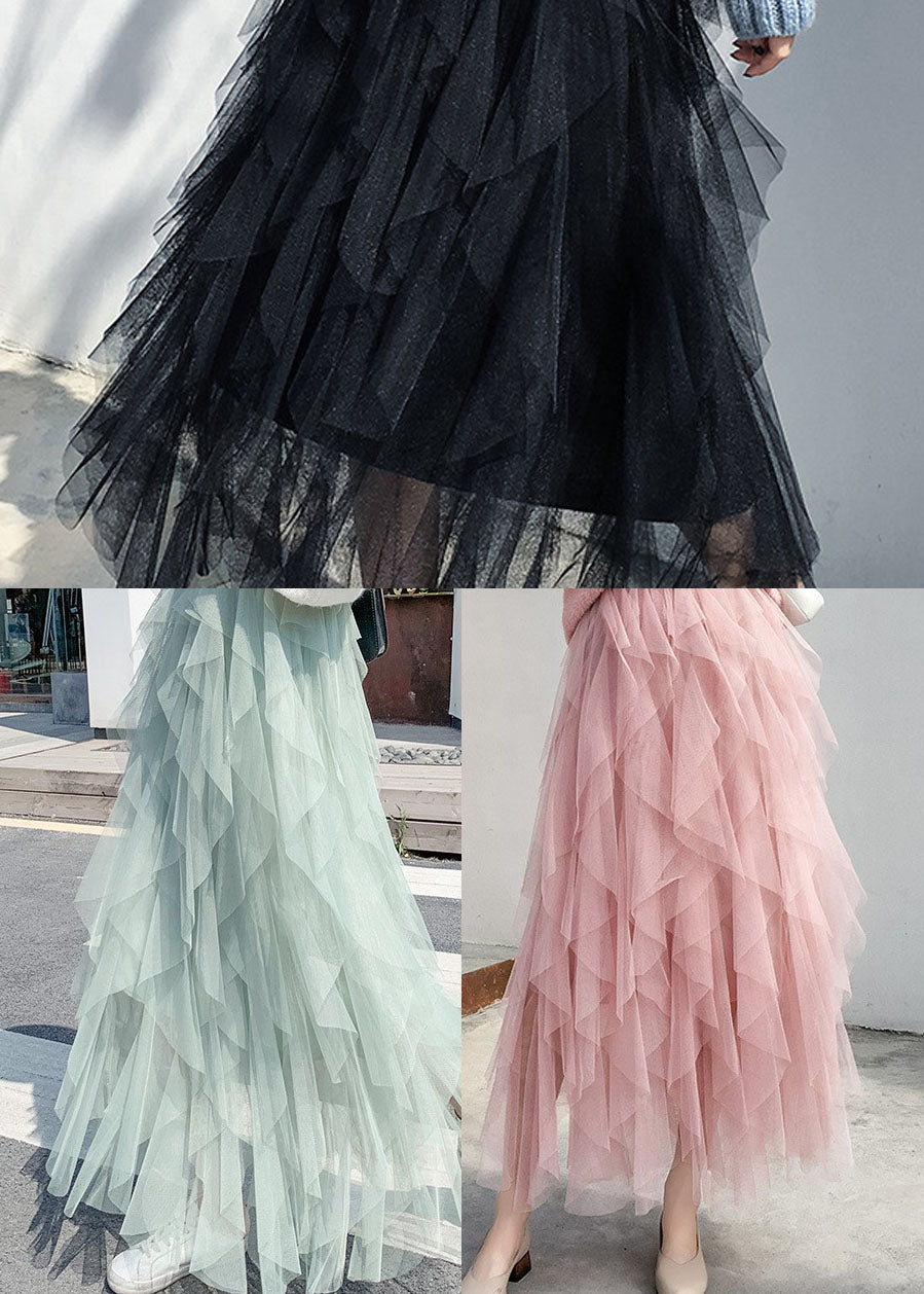 Organic Black Asymmetrical Tulle Skirts Spring