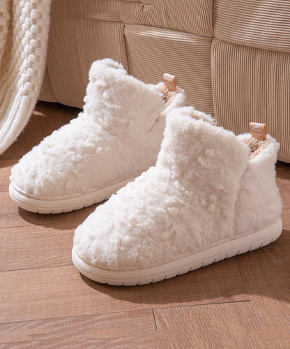 Comfy Green Faux Fur Flat Shoes Fuzzy Wool Lined