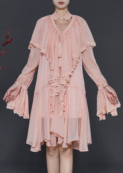 Apricot Ruffles Chiffon Holiday Dress Spring