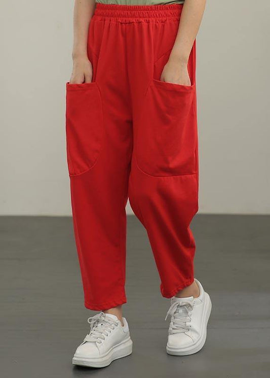 Red Crop Harem Pants Summer