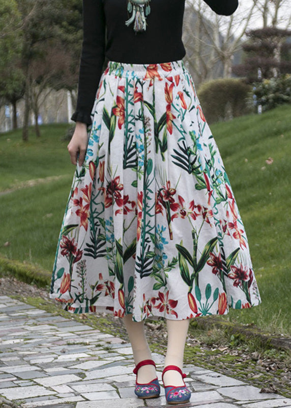 Print Wrinkled Cozy a Line Skirt Summer