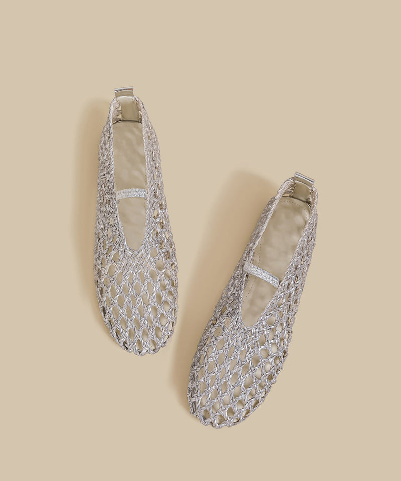 Silver Hollow Out Breathable Splicing New Sandals