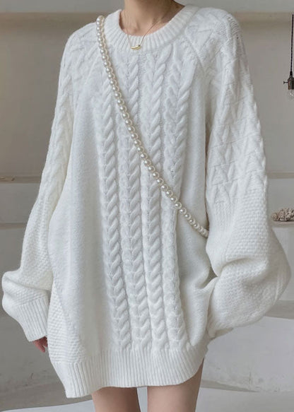 White Cable Knit Sweaters Winter