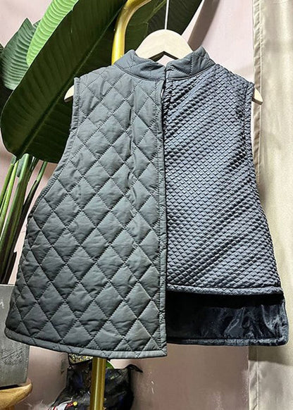 Red Asymmetrical Chinese Button Cotton Blended Waistcoat Sleeveless