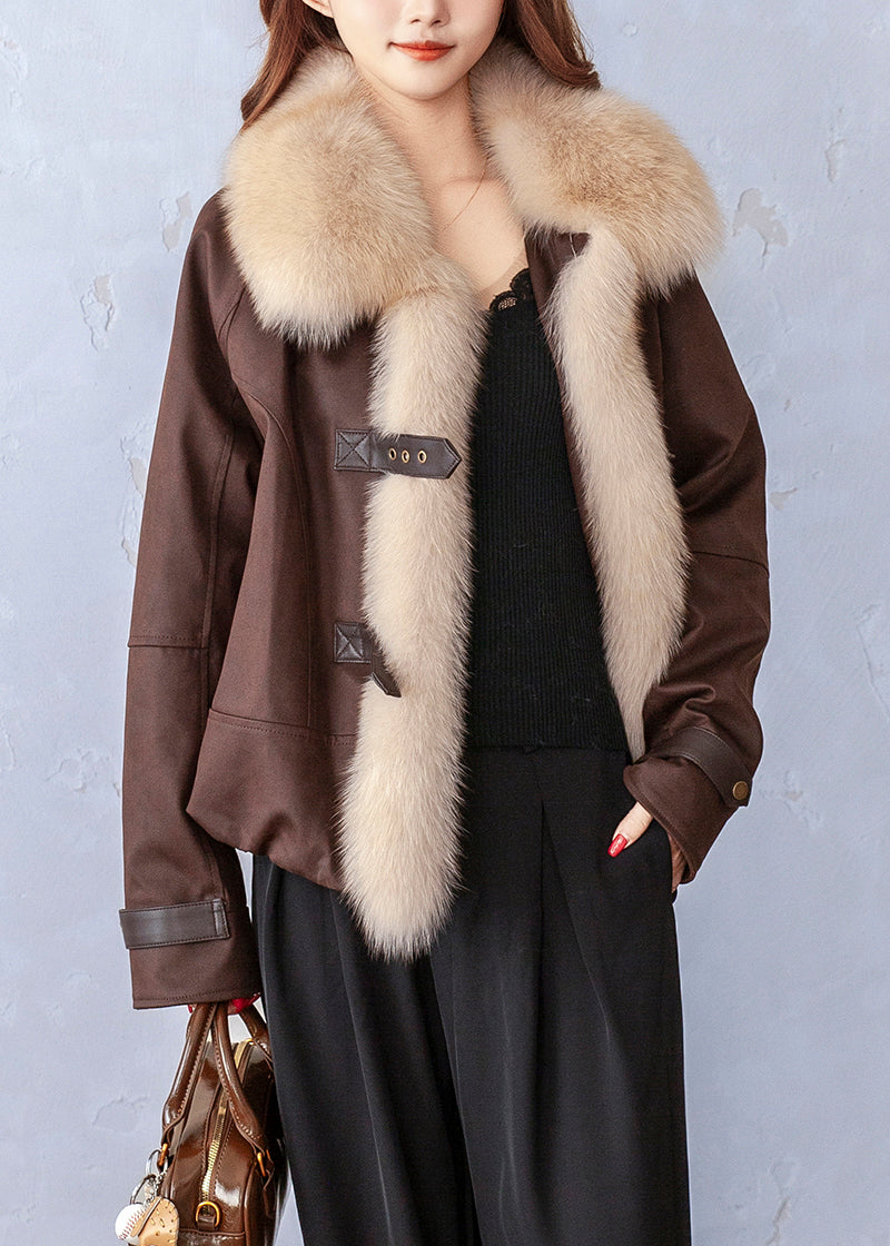 New Chocolate Peter Pan Collar Pockets Fine Cotton Filled Jackets Winter