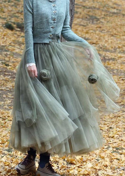 Stylish Green Tie Dye Tulle Holiday Skirt Spring