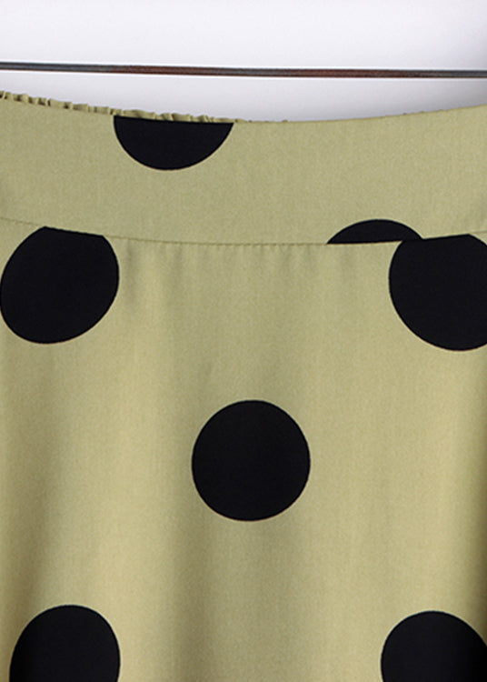 Green Dot High Waist Chiffon a Line Skirt Summer