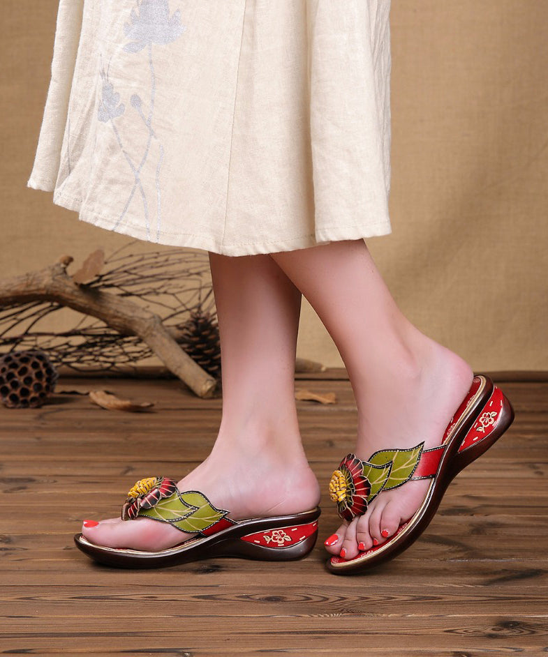 Handmade High Wedge Heels Flip Flops